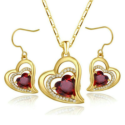 

Yoursfs® 18K с желтым золотом Позолоченное сердце в любви Серьги и ювелирные изделия с ожерельем Используйте шампанское для австрийских бриллиантов