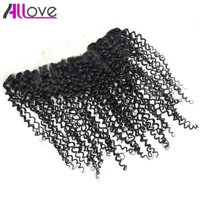 

Good 7A Peruvian Kinky Curly Hair Lace Frontal Free Part 1pc 100 Human Hair Swiss Lace Frontal High Density
