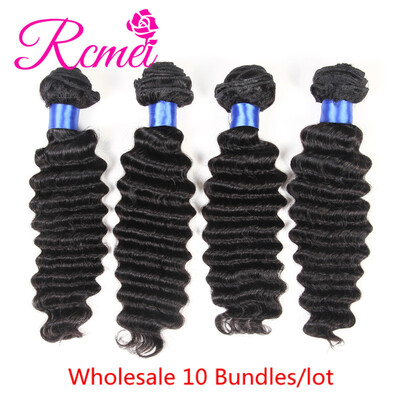 

Rcmei Hair 8A Wholesale Deep Wave 10 Bundles Brazilian Remy Hair Weave Weft Extension