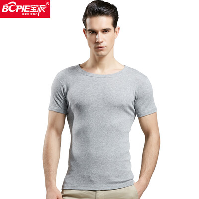

Baopai BOPIE Mens vest Mens cotton T-shirt short-sleeved casual sports breathable bottoming sweatshirts gray round neck  17095