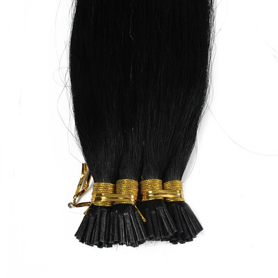 

1gs 100g Jet Black Pre-bonded Keratin Round Stick I-tip Human Hair Extensions
