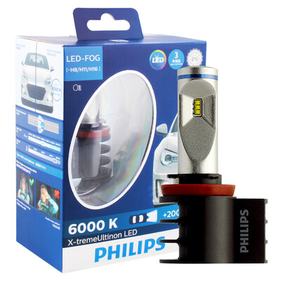 

Philips PHILIPS Fog lamp LED car bulb H11 H8 H16 General 2 sticks 6000K white light 200