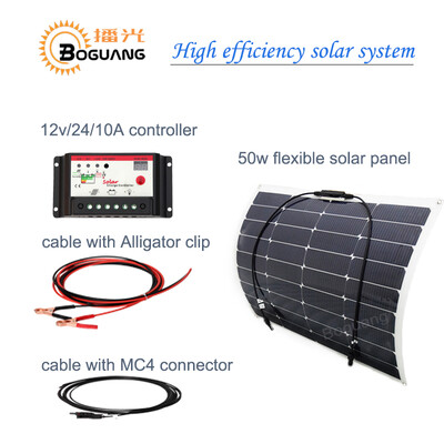 

Богуан 50ВТ 12В 1шт солнечный панель DIY система Высокоэффективная Монокристаллическая кремниевая панель 10A контроллер MC4 кабель
