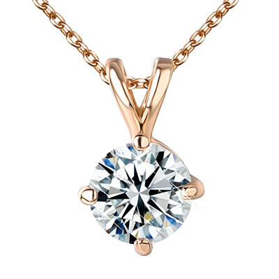 

Yoursfs CZ Solitaire Necklace 18k Rose GP Hearts and Arrows CZ Pendant For Women OL Style