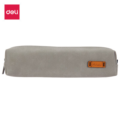 

Deli deli solid color imitation deerskin pencil case student pencil storage bag modern gray 67710