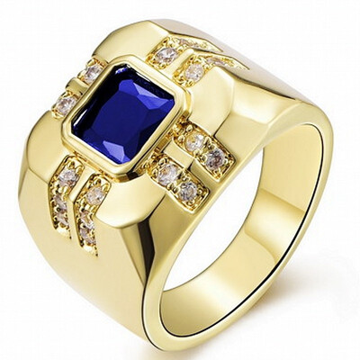 

23CT Size 8 To 15 Jewelry Ruby Topaz Emerald Amethyst SapphireGarnet Zircon stones 10KT Mans Gold Plated Ring Wedding Gift
