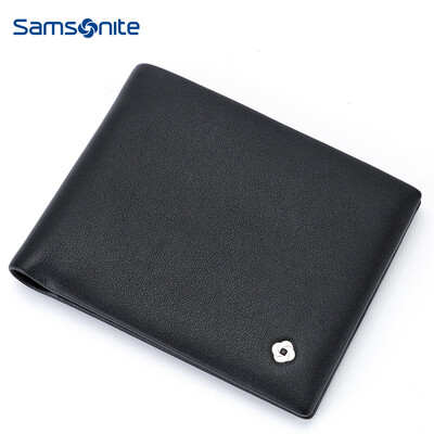

Samsonite MERLE II Mens Classic Short Casual Two-Fold Cross Leather Coats Multi-Purpose Wallet TK709001 Black