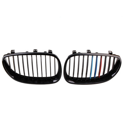 

racing ABS Gloss Black M-color Kidney Front Grills For E60 E61 5 Series 4D Sedan 04-10