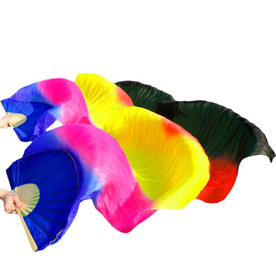

New Arrivals Stage Performance Dance Fans 100% Silk Fans Colored 180cm Women Belly Dance Silk Fans 2pcs Royal Blue+Rose+Yellow+Red