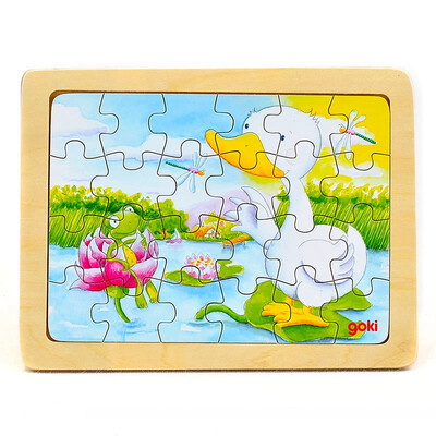 

goki Wooden Jigsaw Puzzle with Storage tray (24/48/96pcs and 46/55pcs of 4 layers ) for kids