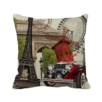 

Old Car France Eiffel Tower Square Throw Pillow Insert Cushion Cover Home Sofa Decor Gift