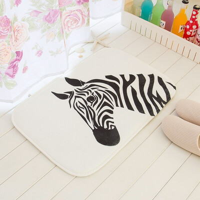 

Jingdong supermarket] green reed personalized printing and dyeing mats mattress water suction non-slip bathroom kitchen mats zebra 40 * 60cm