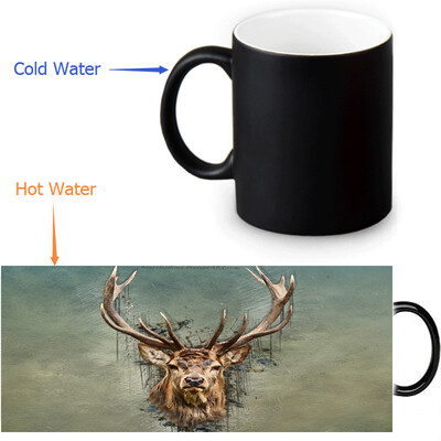

Deer 350ml12oz Heat Reveal Mug Color Change Coffee Cup Sensitive Morphing Mugs Magic Mug Milk Tea Cups