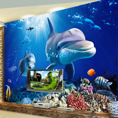 

Custom Photo Wallpaper 3D Dolphin Underwater World Background Modern Wall Papers Home Decor Living Room Sofa TV Wall Painting