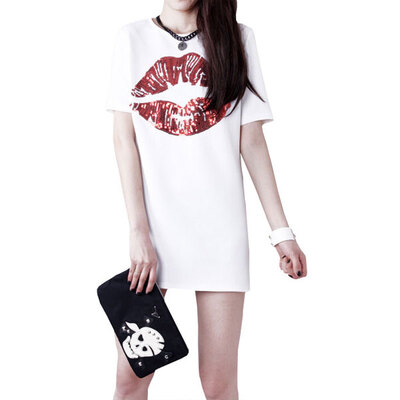 

Lovaru ™New 2015 fashion big yards dress dress with short sleeves Contracted wind render short dresses