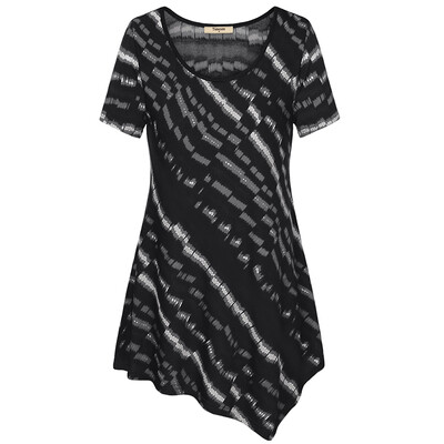 

Timeson Summer New Striped Print Tee Women Basic Tops Short Sleeve Irregular Hem Female T-shirt Women Knitted Casual Tunic Top