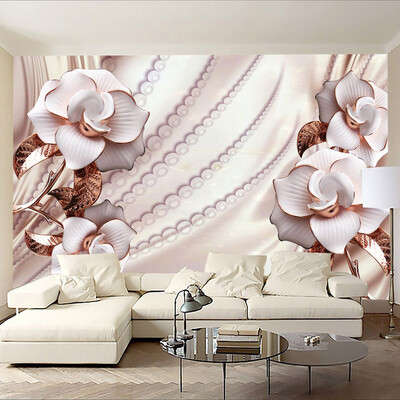 

Обои для рабочего стола 3D ювелирные изделия Цветочный европейский стиль Роскошная роспись Гостиная Телевизор Диван-фон Настенный домашний декор Papel De Parede Sala