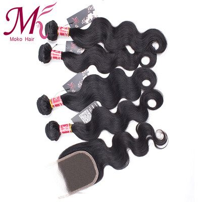 

4 Bundles Brazilian Hair Weave Bundles With Closure Virgin Brazilian Human Hair 4 Bundles Body Wave With Closure Hair Extensions