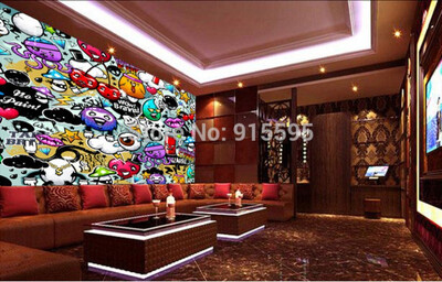 

Custom Mural Wallpaper 3D Colorful Graffiti Retro Modern Style Mural Childrens Room Living Room KTV Bedroom Backdrop Wallpaper