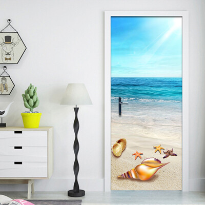 

Wallpaper 3D Seaside Beach Landscape Mural Living Room Bedroom Door Sticker PVC Self-Adhesive Waterproof Wallpaper 77cm x 200cm