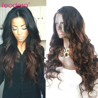 

U Part Wig Human Hair For Black Women Stocked Virgin Human Hair U Part Wigs Body Wave Two Tone 1b4 Ombre U Part Wig With Combs