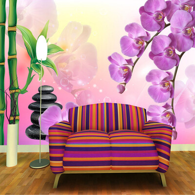 

Пользовательские Напечатанные обои Bamboo Butterfly Orchid Large TV Background Настенные украшения Mural Нетканые обои Papel De Parede