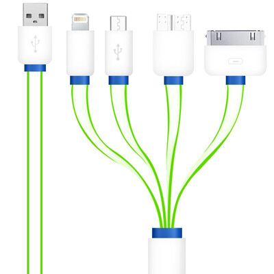 

Muyang MuYang MY-L6s Apple Andrews data adapter multi-in-one charging adapter a drag four anti-wound 1 meter green
