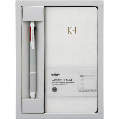 

Kinbor Week Plan Handbook Stationery Set Schedule Pocket Notepad 3 Color Ballpoint Pen Index Sticker Sycamore Grey KMQ25063