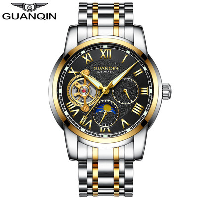 

GUANQIN Men's Top Brand Business Waterproof Watch Tourbillon Automatic Mechanical Watch Men's Casual Leather Strap