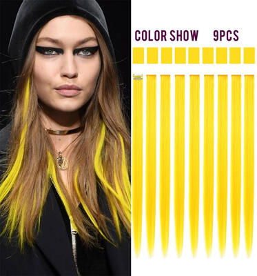 

Rhyme Yellow 6PCS Wig Pieces For America Girls&Dolls Clip InOn Colored Hair Extensions
