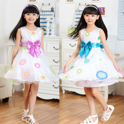 

Princess Kids Flower Girls Party Wedding Tulle Bow Gown Fancy Dress