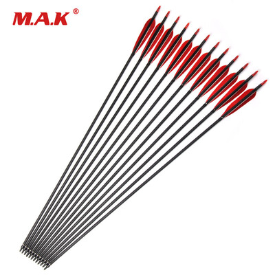 

12 шт. 80 см. Ширина 500 Углеродная стрела с 2 красными 1 Черная турецкая перья для стрельбы из лука. Стрельба.