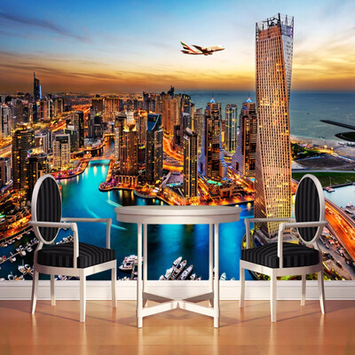 

Дубай City Night View Mural Обои Custom Wall Painting Papel Pintado Living Room TV Background Фото Обои для рабочего стола Rolls 3D