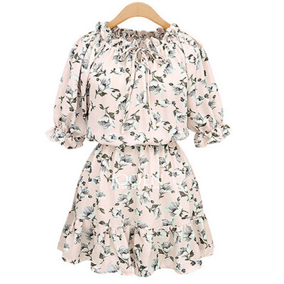 

Lovaru ™New 2015 fashion casual o-neck print half sleeve summer style high quality brief lady's dresses