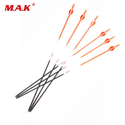 

6 pcs Pure Carbon Arrow Spine 400 OD 76mm ID 62mm Orange Shaft With Blazer Vanes For Achery Bow Hunting Free Shipping