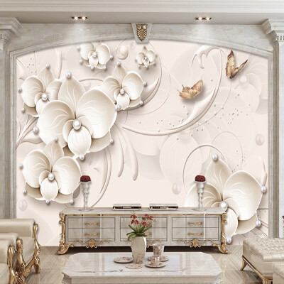 

Custom Wallpaper Murals 3D Relief Wall Painting Modern Butterfly Flower Jewelry Living Room TV Background Wall Papers Home Decor