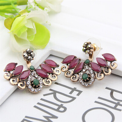 

New Turkish Crystal Earrings Antique Gold Color 2PCS Adjustable Length Wings Earrings Women Ethnic Jewelry Turkey Retro Bijoux