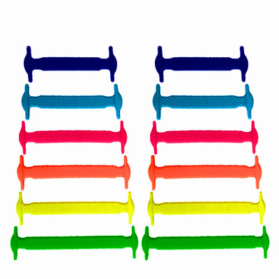 

JUP 12 Sets 144 Pcs New Kids Child Children Unisex Athletic No Tie Shoelaces Elastic Silicone Laces All Sneakers Fit Belt Strap
