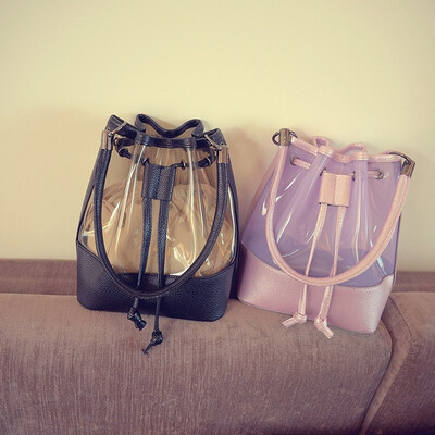 

2018 Summer New Pattern Bucket Jelly Package Fashion Trend Transparent Bag Mosaic Female Bag The Single Shoulder Bag