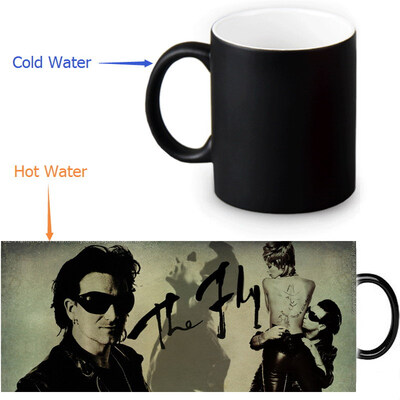 

U2 Rock Band 350ml / 12oz Heat Reveal Mug Color Change Чашка кофе Чувствительные морфинг-кружки Волшебная чашка для чайных чашек