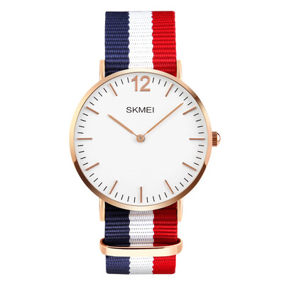 

Время красоты skmei часы мужчины и женщины ультратонкие серии моды простой кварцевый студент смотреть синий красный синий нейлон пояса