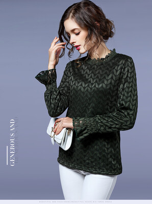 

L XL XXL 3XL 4XL 5XL plus size lace vintage winter 2017 blouse for women long sleeve big size black green lady tops loose lady