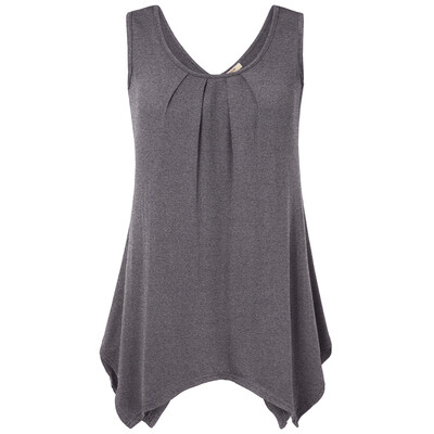 

Timeson Summer Sleeveless Irregular Hem Solid Tee Women Tanks Long Loose Tunic Casual Vest Plus Size  Female Knitted Tops