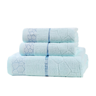 

iDouillet Cozzy 3-piece Cotton Bathroom Towel Set 1 Bath Towel 55"x27"&2 Hand Towels 12"x29" Cube Design Pink Blue Beige