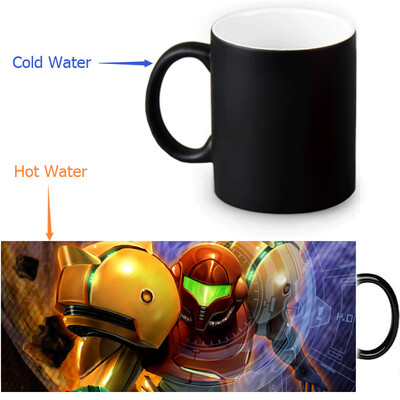 

Metroid 350ml / 12oz Heat Reveal Mug Color Change Чашка кофе Чувствительные морфинг-кружки Волшебная чашка для чайных чашек