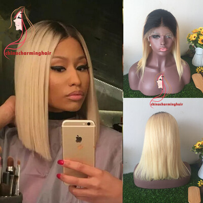 

Human Hair Bob Style 1b 613 Lace Front Wig Short Bob ombre blonde Glueless Lace Front Human Hair Wig Full Lace Wig For Black Women