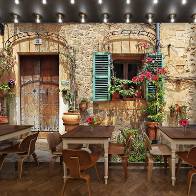 

Custom photo wallpaper Vintage British buildings large mural tea shop bakery background wallpaper mural
