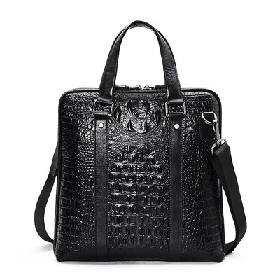 

Hedge (herder) HD35-1 men's shoulder bag crocodile pattern cowhide business casual fashion shoulder Messenger bag black