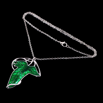 

Lord of The Rings Green Leaf Elven Pin Brooch Pendant With Chain Necklace