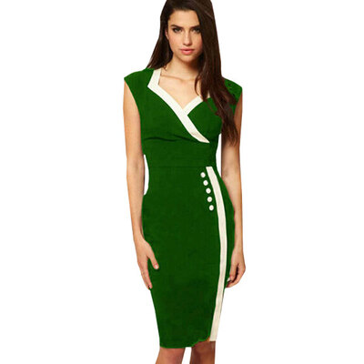 

Lovaru ™Новый 2015 мода большой сращивание профессиональных белых воротничков ol карандаш платье с короткими рукавами